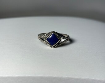 Vintage 1 CTW Lapis Sterling Silver Size 8 Ring #ES98