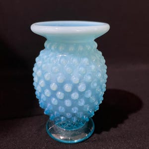 Vintage Blue Opalescent Fenton Hobnail Vase/ Bud Vase
