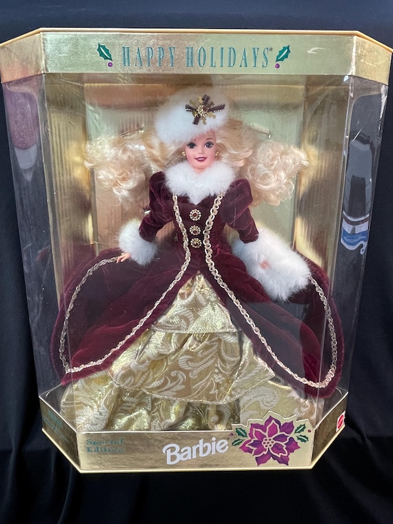 1996 Special Edition Happy Holiday Barbie With Purple Eyes Still