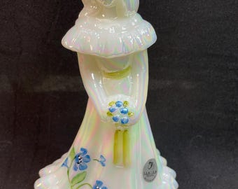 Fenton White Glass Bridesmaid Doll signed and Hand Painted by Artist