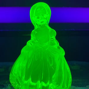 Mosser Glass Uranium Vaseline Glass Minuet Girl Figurine