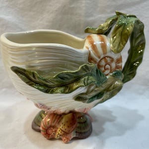 Fitz & Floyd Fish Market Pitcher Shells Starfish Sea Weed Handle 2