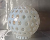 Vintage Fenton White Opalescent Coin Dot Glass Lamp Shade Top
