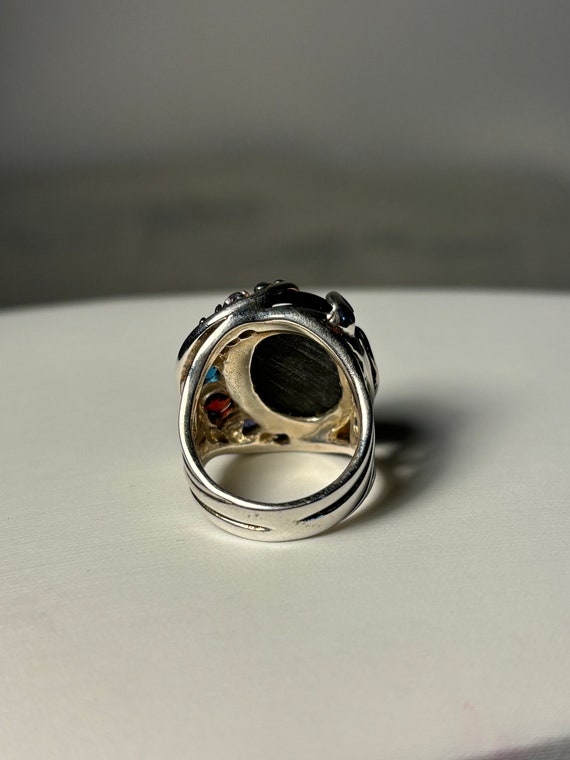 Size 6 Sterling Silver Ring with Black Onyx and M… - image 3