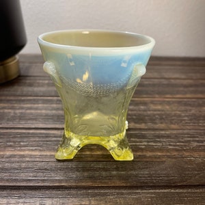 Vintage AEPG Northwood Glass Swag Vaseline Opalescent Sugar Cup