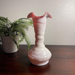 Vintage Fenton Pink Blow Vase/ Hand Blown Vase