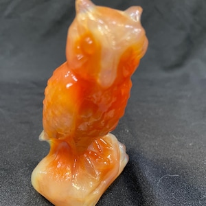Vintage Boyd Orange Marble Slag Glass Owl Figurine