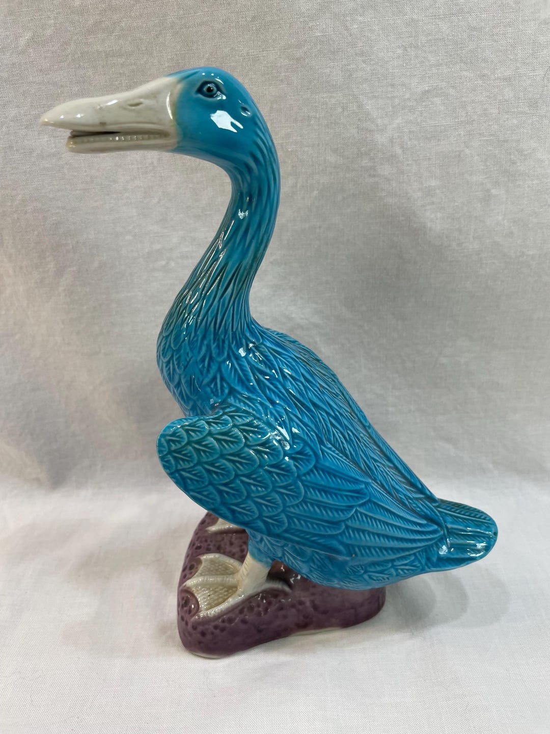 1950's Large Vintage Turquoise Porcelain Duck/goose Figurine - Etsy