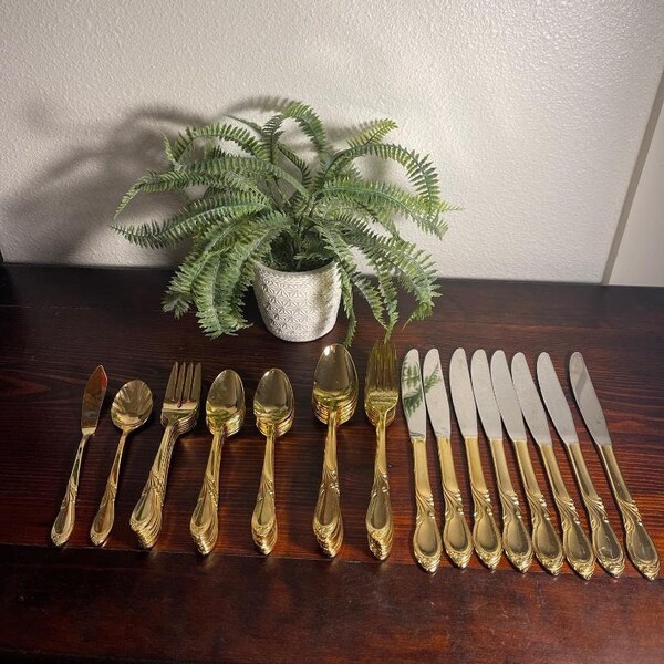 Estia Gold Plated Flatware Korea Etsy