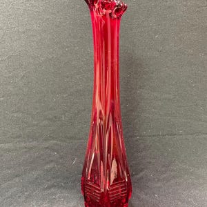 Fenton Ruby Red Glass Vase with Ruffled Top