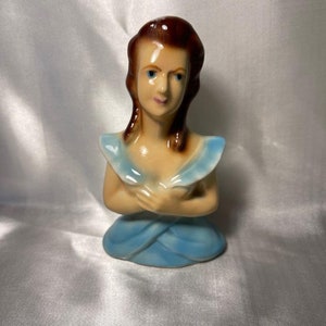Vintage Woman Figurine- Blue Eyes & Dress