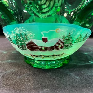 フェントン アンティークantique エメラルドグリーンバスケット アメリカ Fenton Emerald Green Basket - Etsy