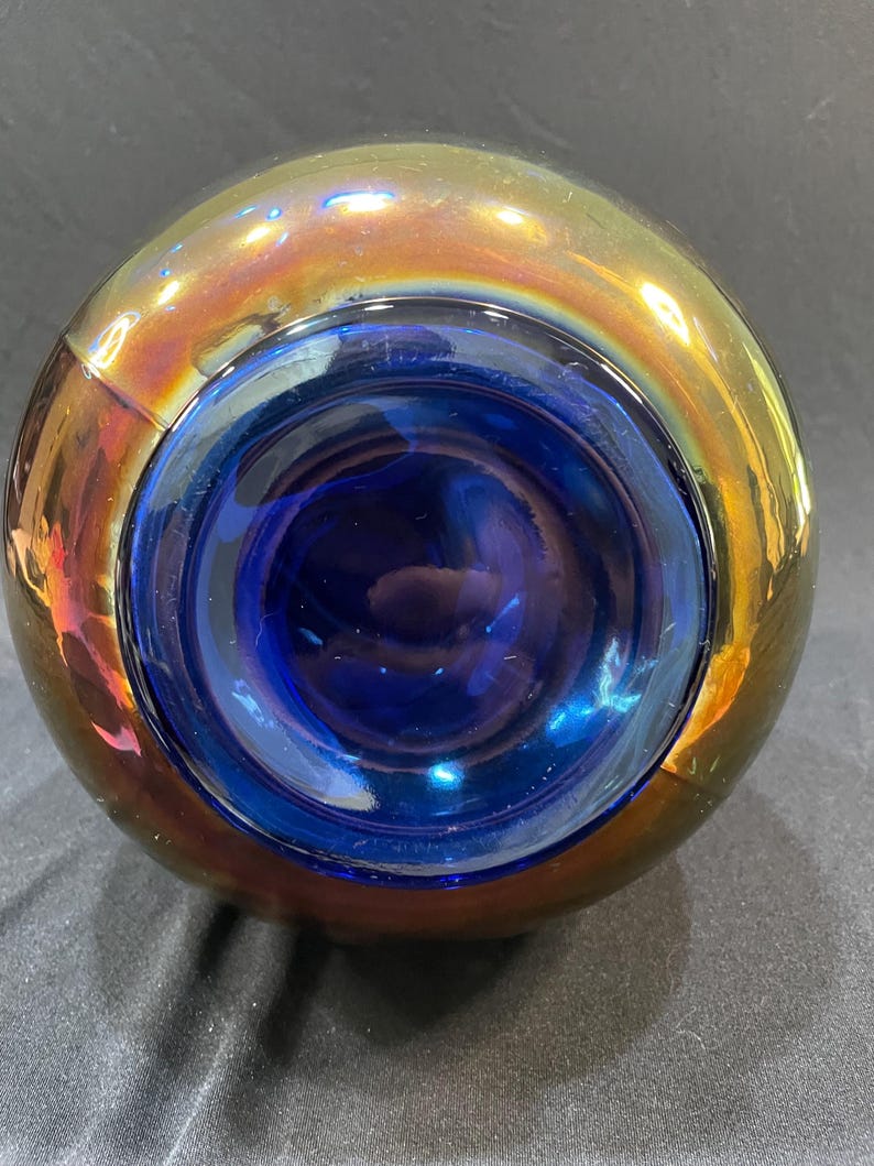 Fenton Cobalt Blue Hand Painted Carnival Glass Water Pitcher Set Etsy