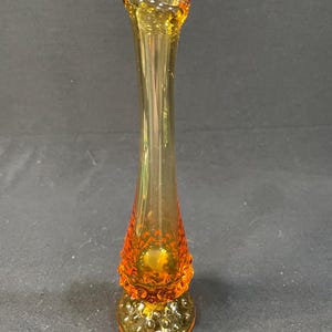 Fenton Amber Swung Hobnail Bud Vase