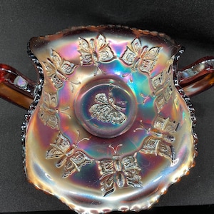 Fenton Amethyst Carnival Glass Butterfly Dish