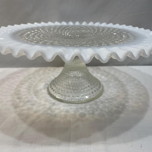 Fenton Opalescent Hobnail Cake Plate