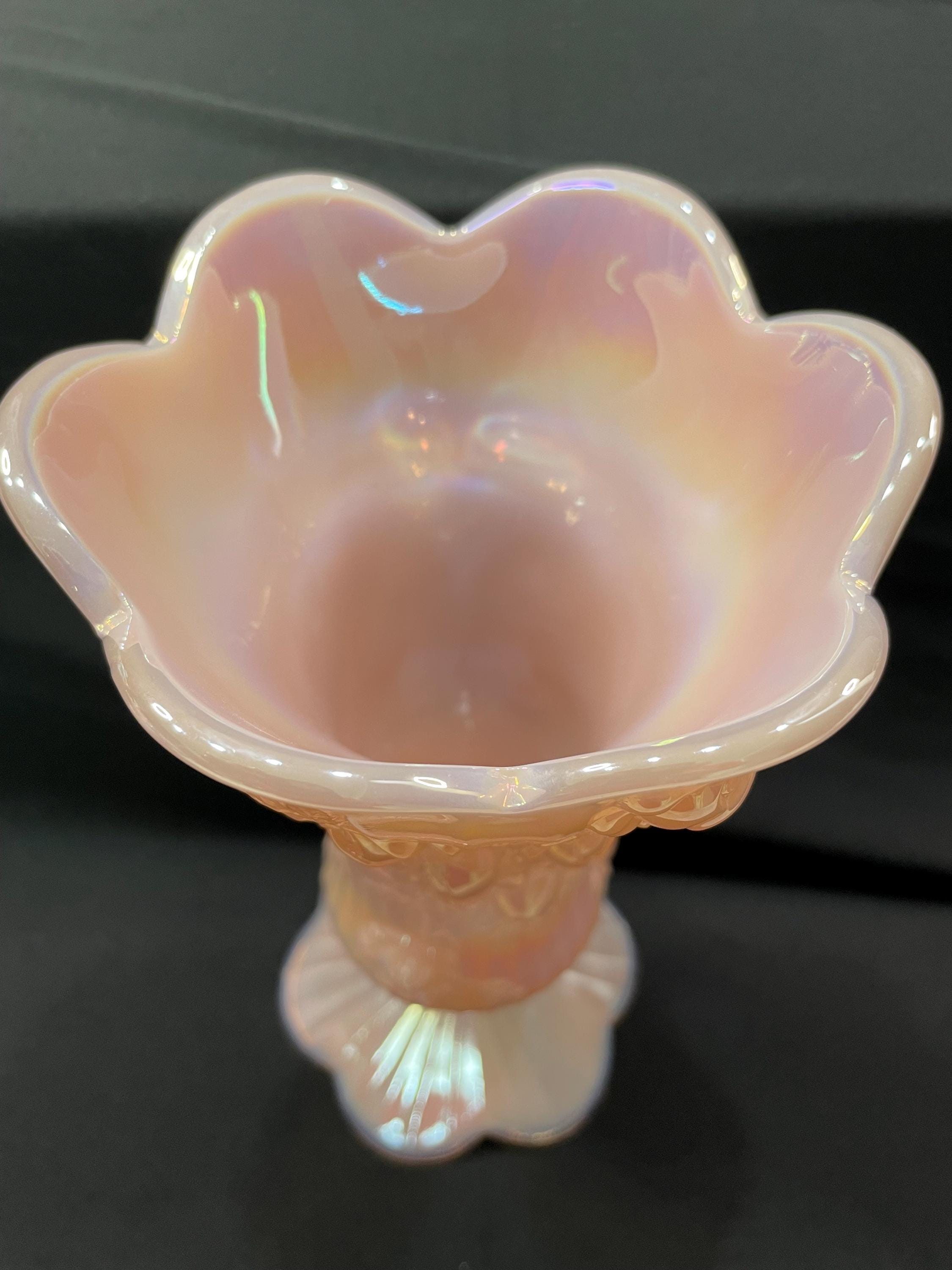 Buy Fenton Scalloped Iridescent Pink Glass Cabbage Rose 9