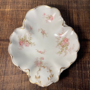 Haviland Limoges Porcelain Candy Dish, Pink Roses Collectible China