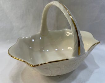 Lenox Sans Souci Collection Ivory Porcelain Basket - 4 1/2"