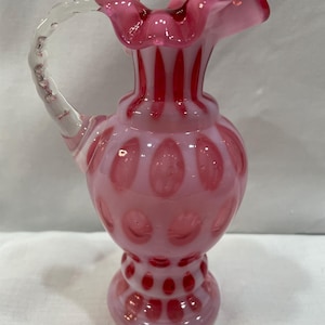 Fenton Cranberry Opalescent Coin Dot Pitcher
