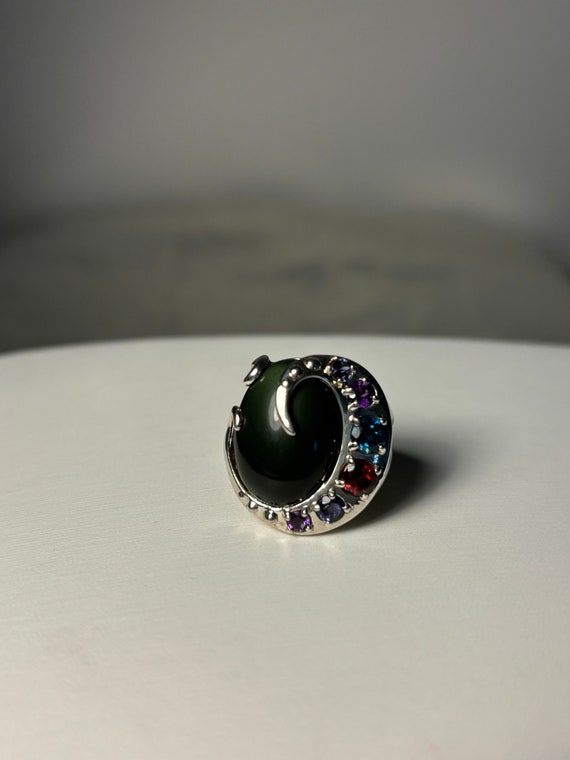 Size 6 Sterling Silver Ring with Black Onyx and M… - image 1