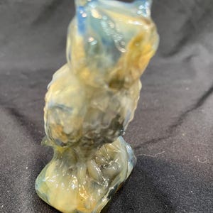 Vintage Boyd Blue Marble Slag Glass Owl Figurine