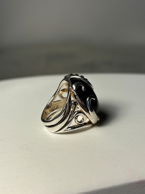 Size 6 Sterling Silver Ring with Black Onyx and M… - image 4