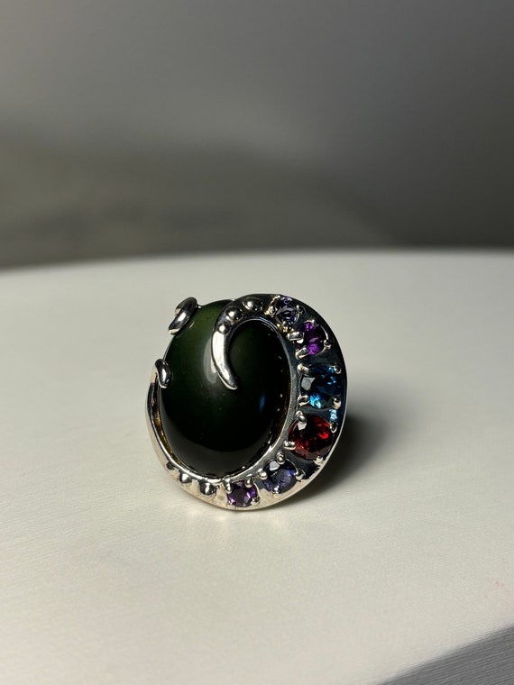 Size 6 Sterling Silver Ring with Black Onyx and M… - image 5