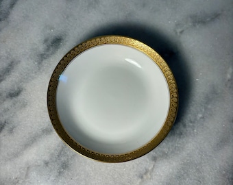 Antique GOA Limoges Porcelain Fruit/Dessert (Sauce) Bowl, White & Gold Trim Finest Porcelain by Haviland, Made in France