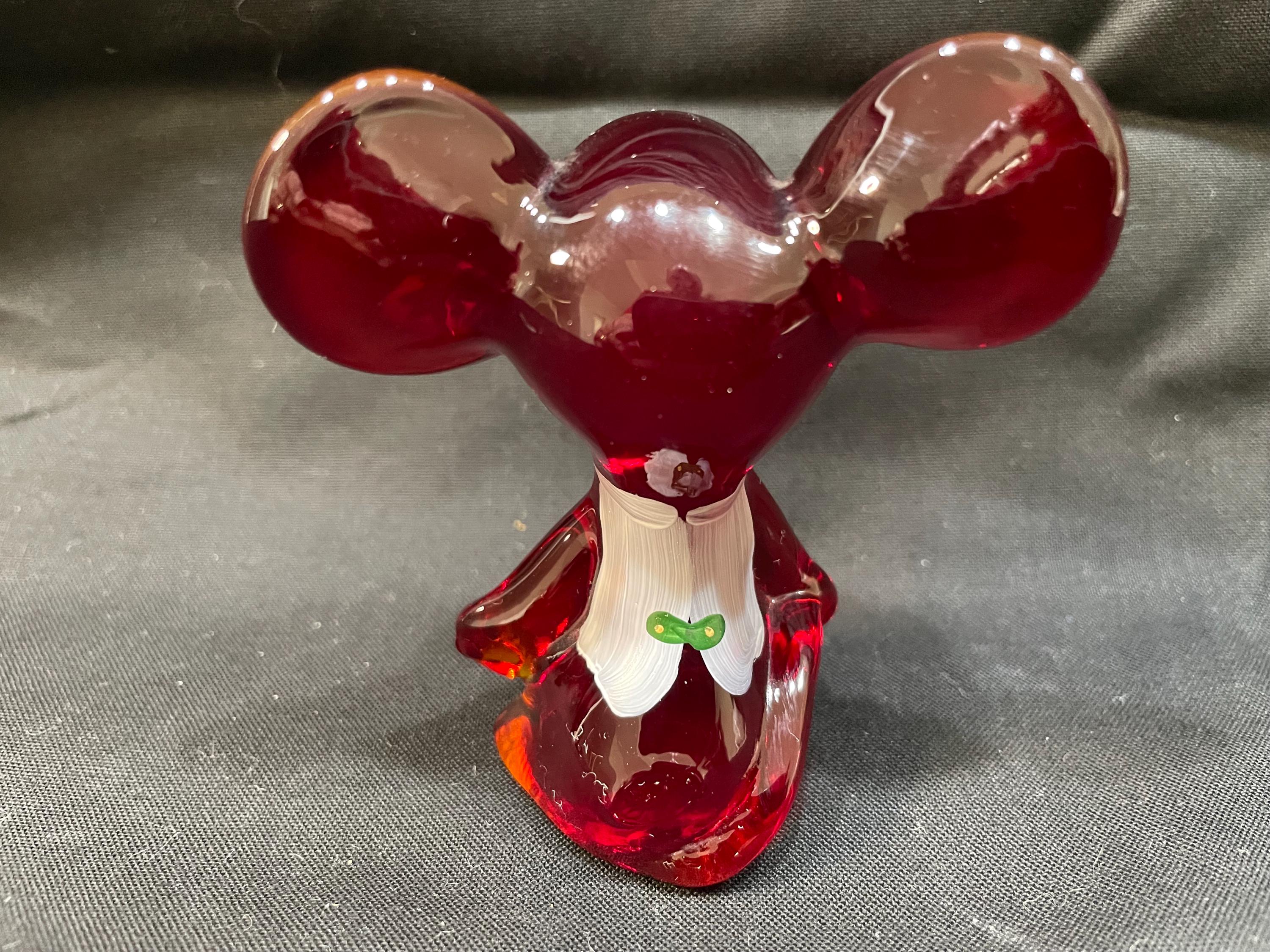 Fenton Red Glass Hand Painted Mouse - Etsy