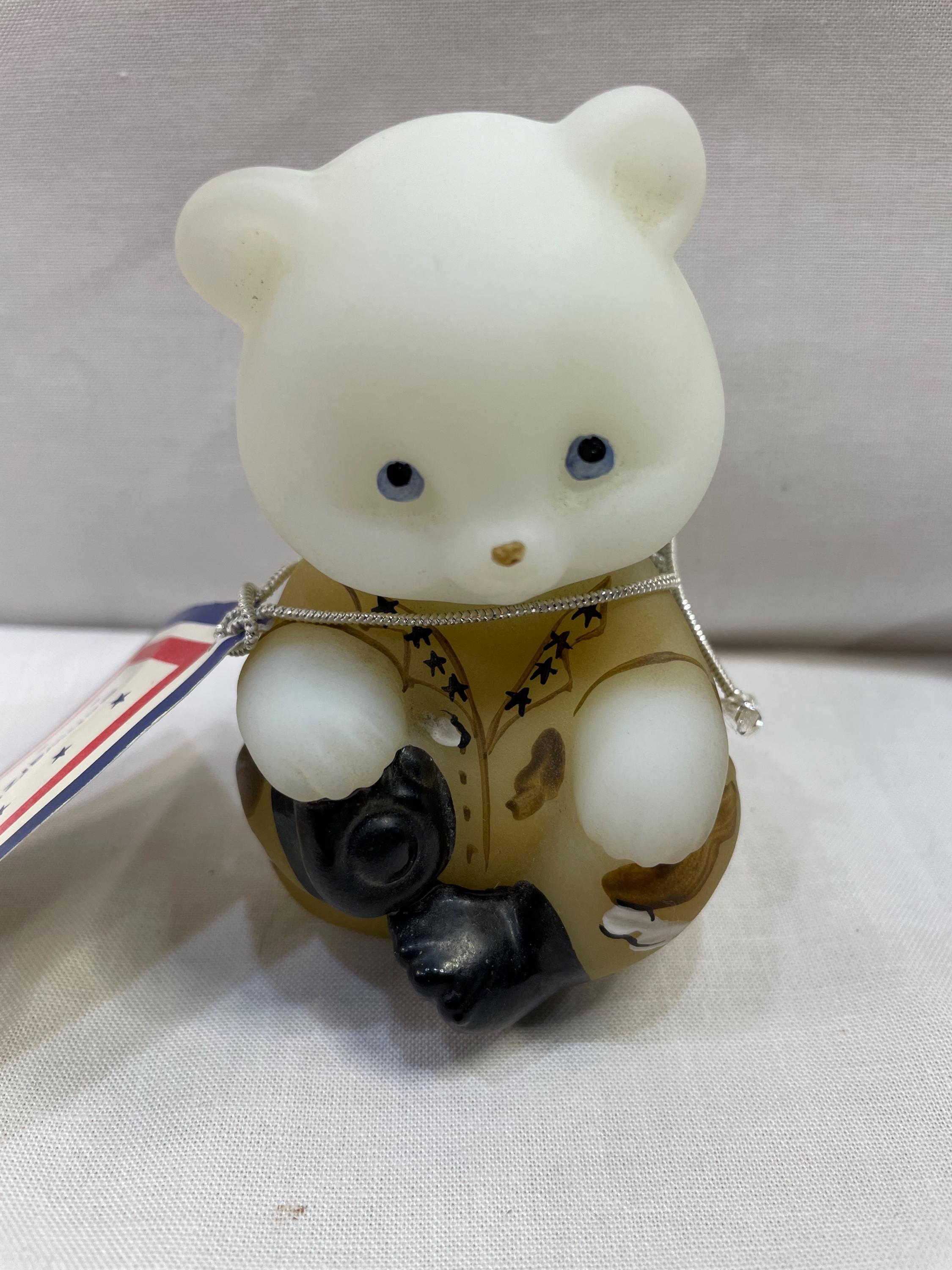 Fenton Hand Painted Schwartz Bear Operation Desert Storm Honoring