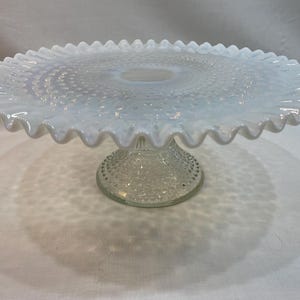Fenton Opalescent Hobnail Cake Plate