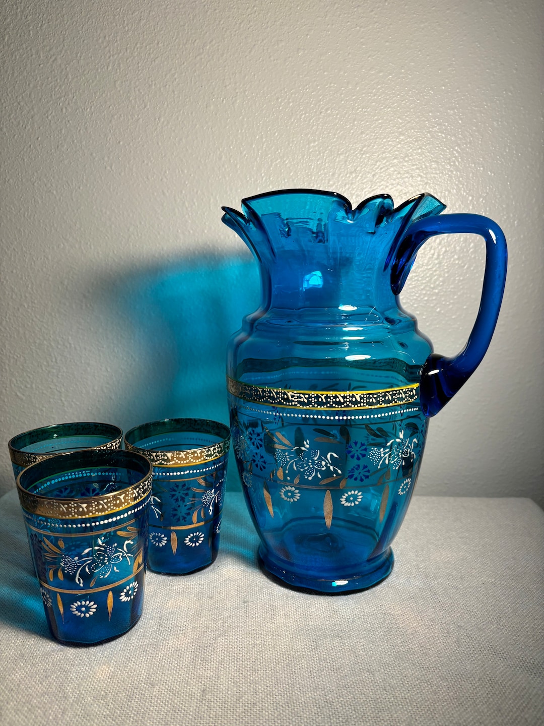 Antique Blue Glass Pitchernull