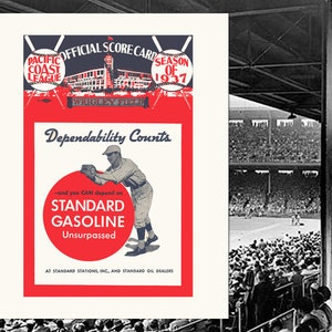 Baseball, Blank Greeting Card, Pacific Coast League, Vintage Image, Reproduction Art