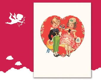 Valentine's Card, Vintage Image, Blank Holiday Cards, Reproduction Art, 1920s Valentine