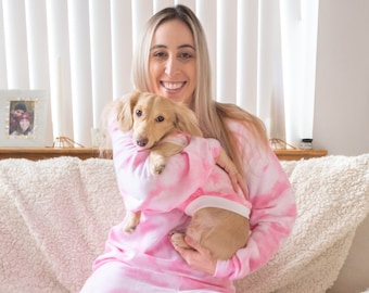 Sweatsuit Set & Matching Dog Hoodie (Pink)