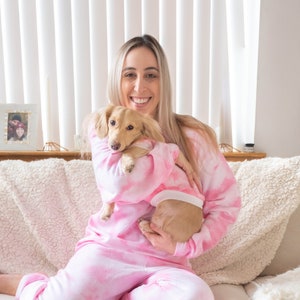 Sweatsuit Set & Matching Dog Hoodie (Pink)