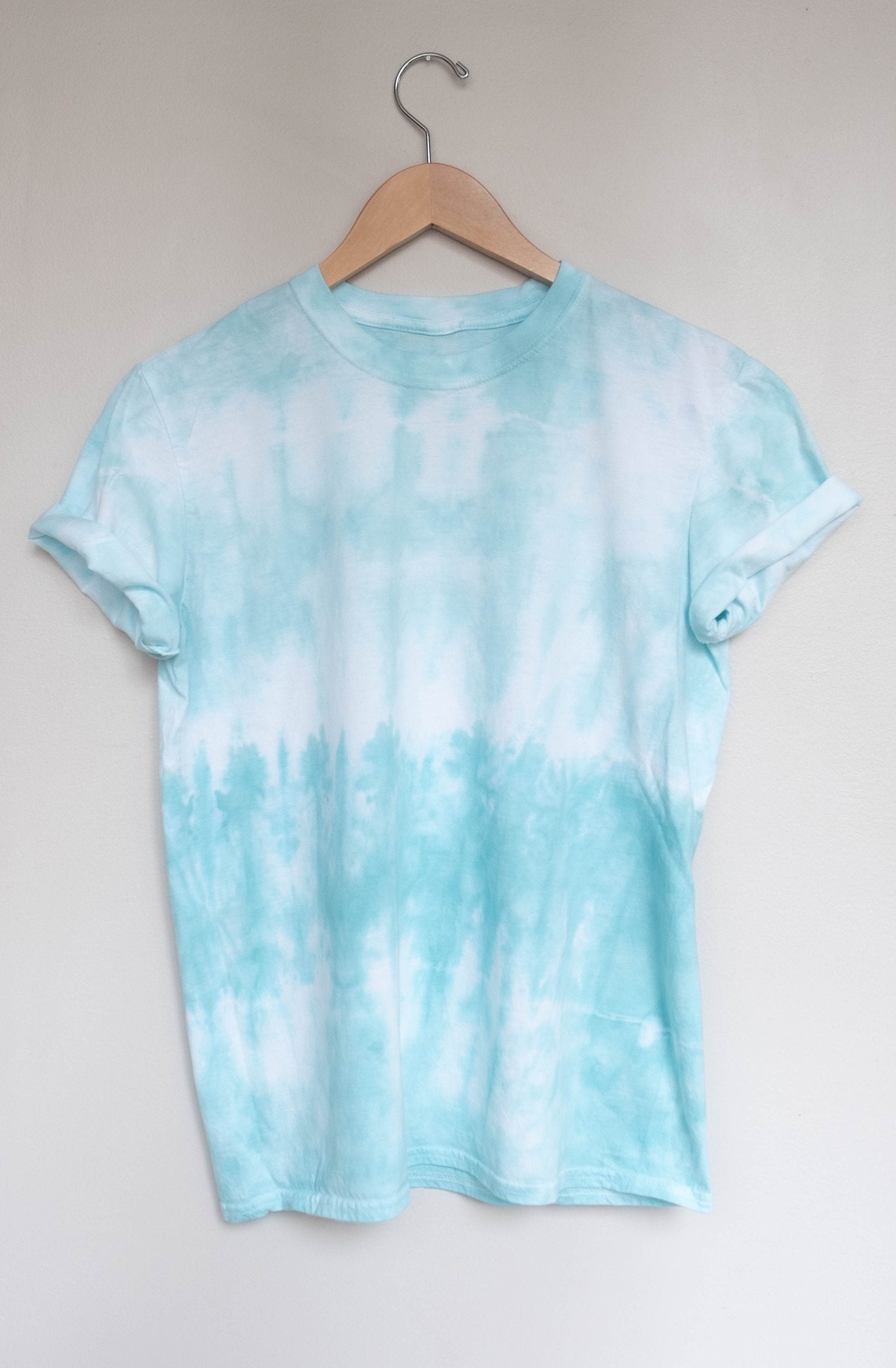 Teal and White Slim Fit Premium Tie Dye Unisex Shirt S-38