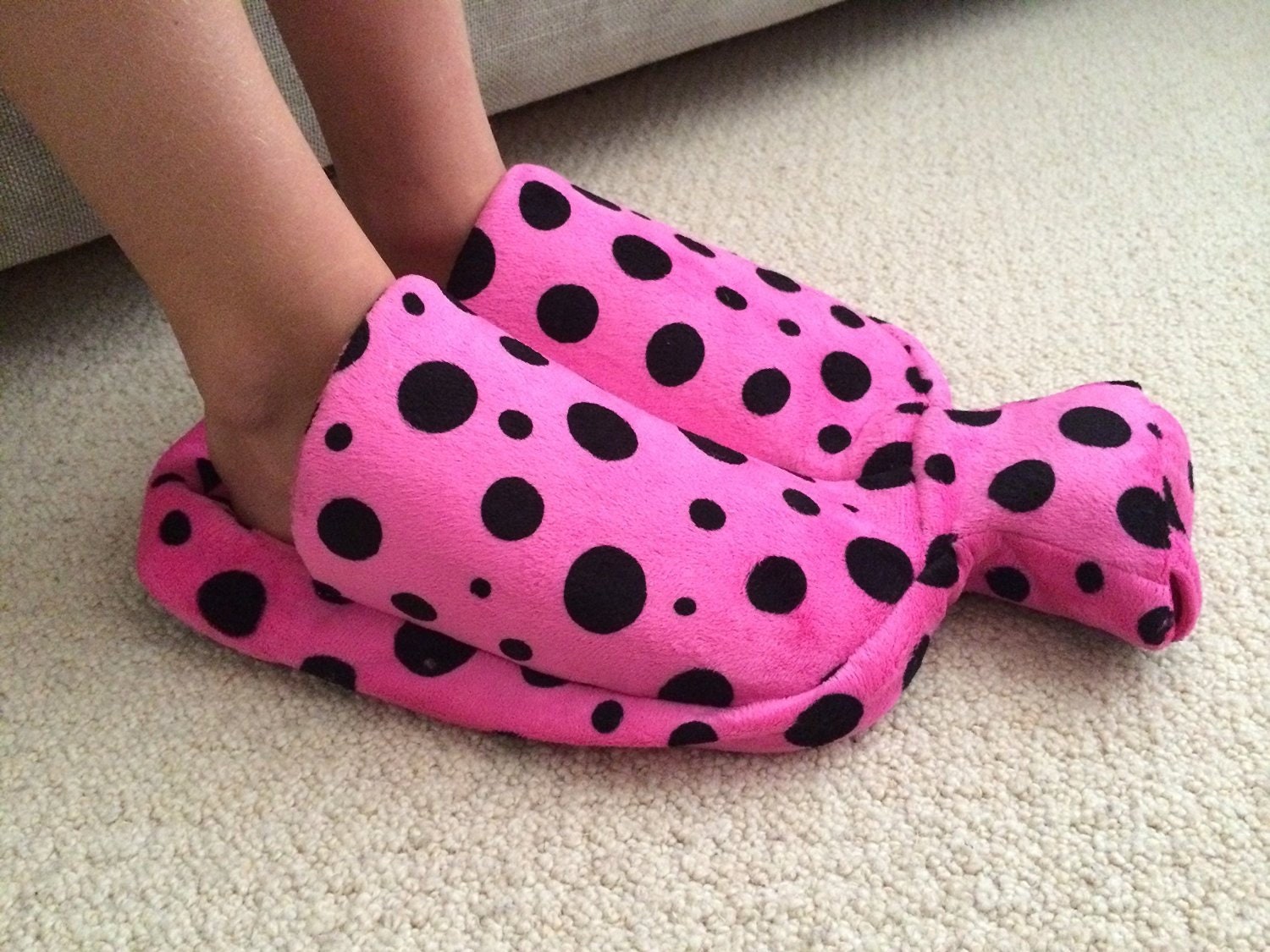Pink & Black Spots Hot Water Bottle Foot Warmer Etsy