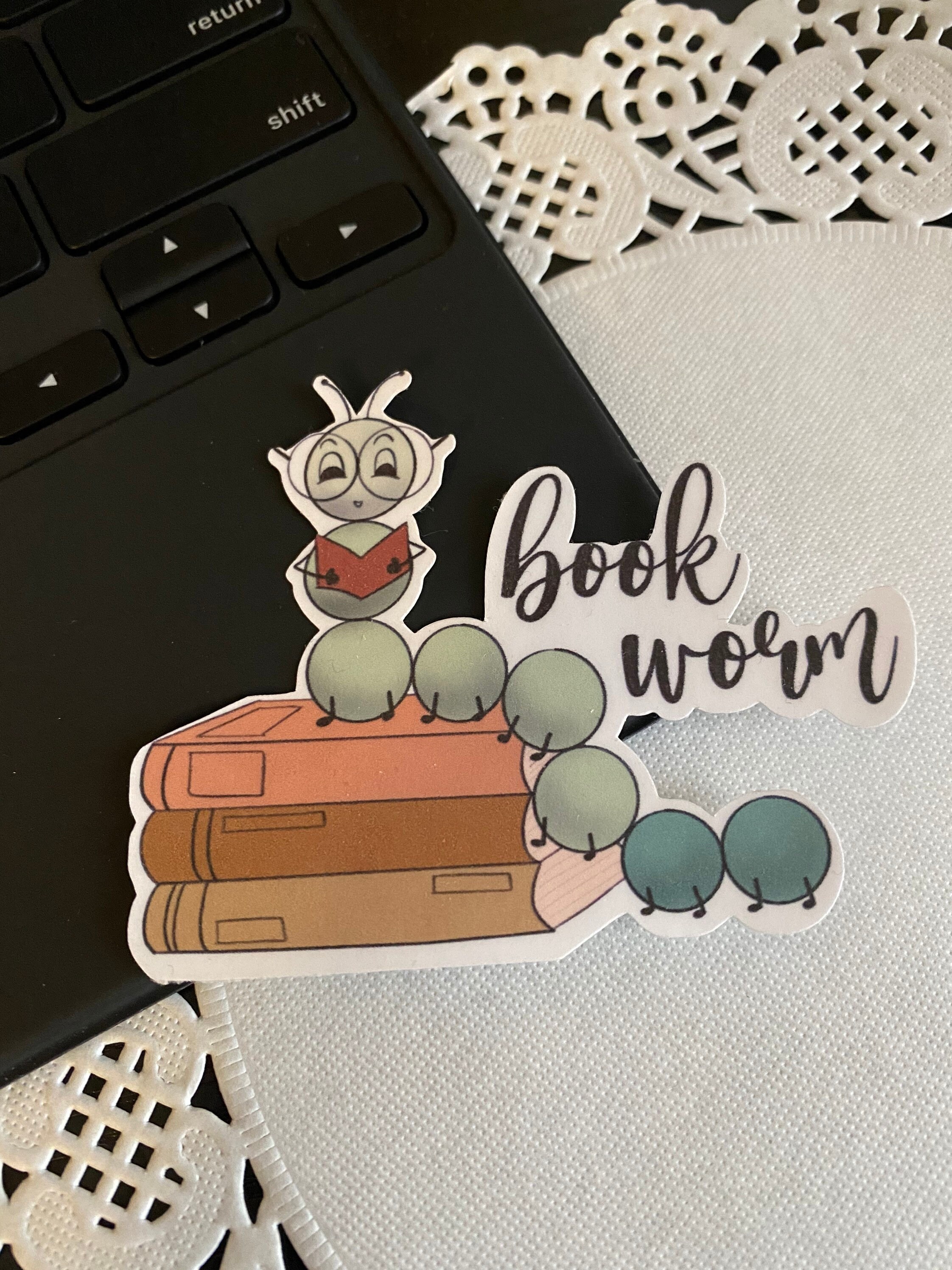 Bookworm Sticker | Etsy