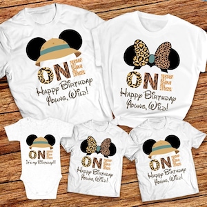 Young wild and One Disney Birthday Boy family shirt, Young wild and One Birthday squad Mickey and Minnie family shirt Animal kingdom Safari