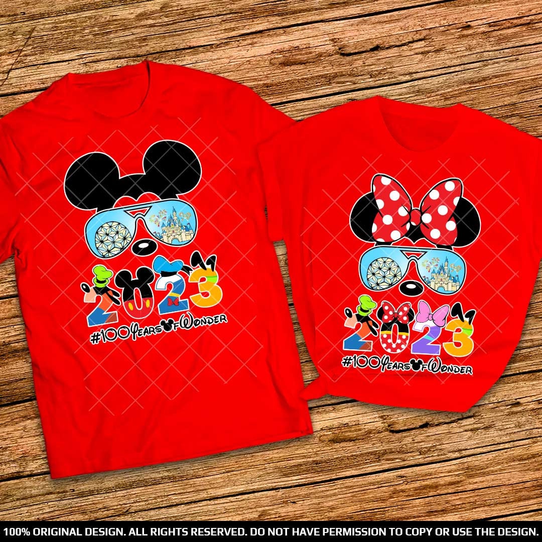 Disney 100 Years of Wonder Anniversary Couple Shirts 2023, D23 Couple shirts