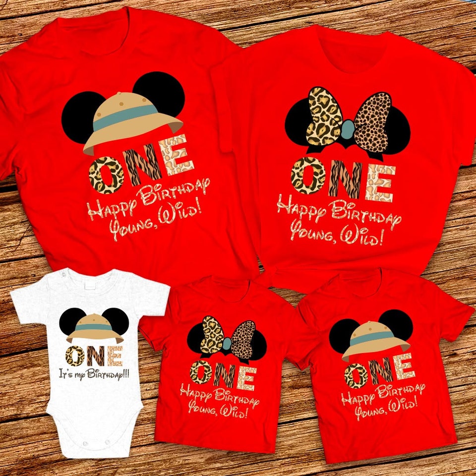 Young wild and One Disney Birthday Boy family shirt, Young wild and One Birthday squad Mickey and Minnie family shirt