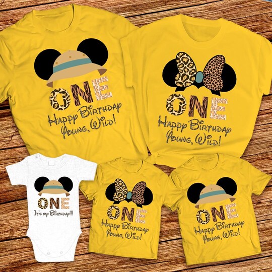 Young wild and One Disney Birthday Boy family shirt, Young wild and One Birthday squad Mickey and Minnie family shirt