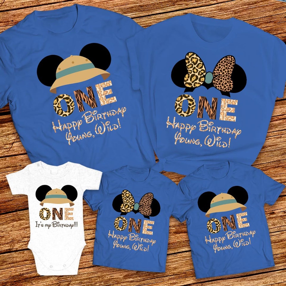 Young wild and One Disney Birthday Boy family shirt, Young wild and One Birthday squad Mickey and Minnie family shirt