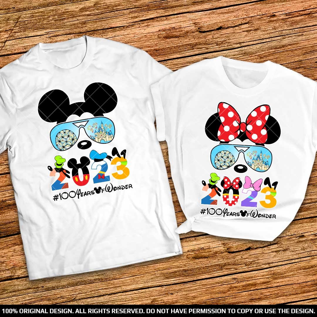 Disney 100 Years of Wonder Anniversary Couple Shirts 2023, D23 Couple shirts