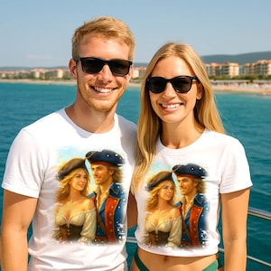 Matching Pirate Couple T-Shirts: Romantic Beach Vacation Outfits