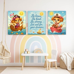 Pirate Puppy Canvas Art Set: Inspirational Nursery Decor