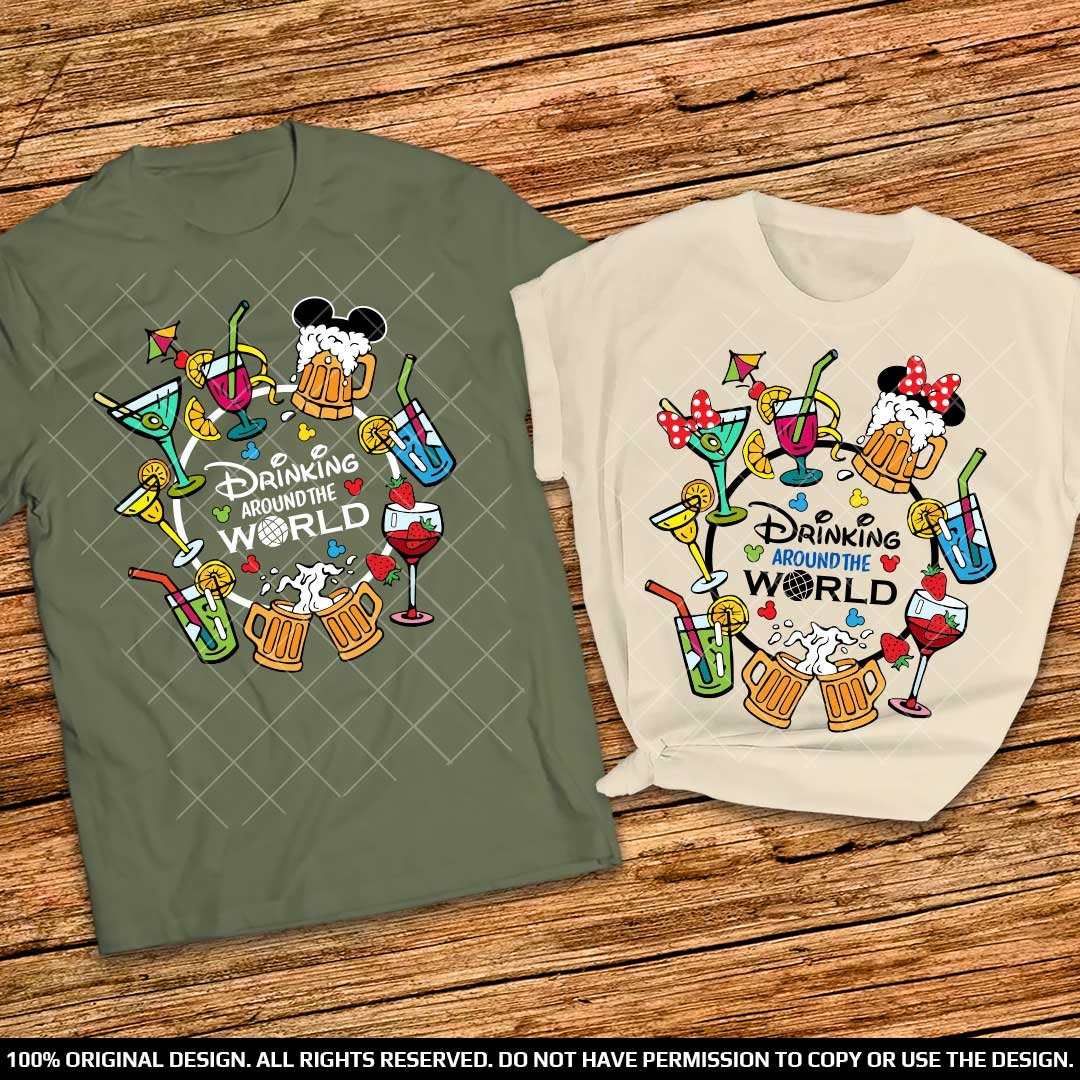 Discover Disney Pärchen Trinkt auf der ganzen Welt T-Shirt