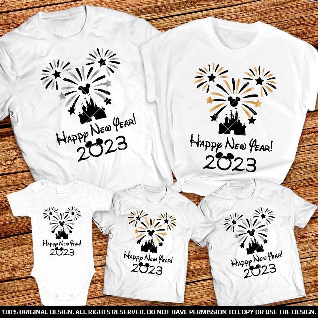 Discover New Year's Eve Disney atching Family Shirts 2023 Happy New Year Fireworks Disneyworld Group Shirts 2023 Disneyland New Year Family shirts